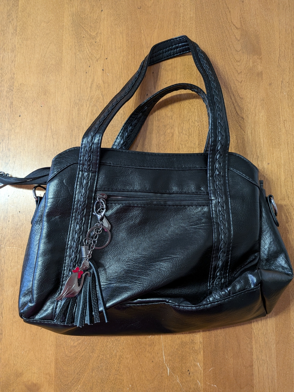 3/$14 Black Purse with Tassel Cat Charm